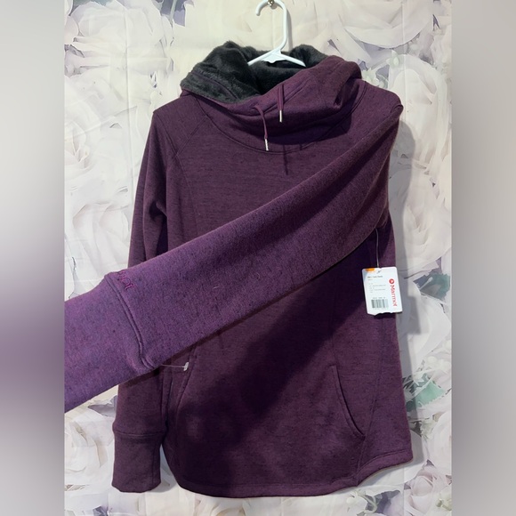 Marmot Tashi Pullover Hoodie Fleece Lined Funnel Neck Womens M Purple New Tag - Picture 3 of 6